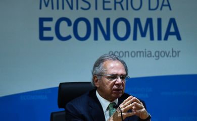 Ministro da Economia, Paulo Guedes, durante coletiva remota sobre o balanço das medidas e ações do ME em 2020