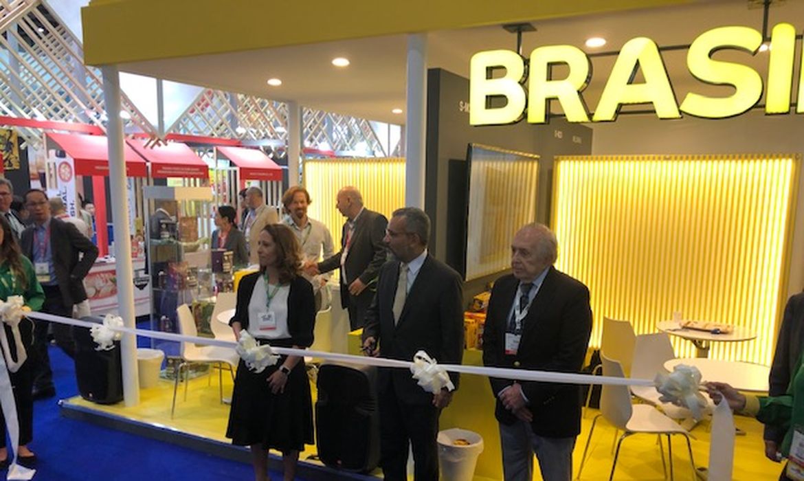 Estande da Apex-Brasil na Gulfood 2019 em Dubai, Emirados Árabes Unidos