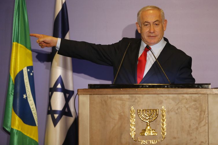 O primeiro-ministro de Israel, Benjamin Netanyahu, participa de encontro com a comunidade judaica do Rio e amigos cristãos de Israel, no Hotel Hilton em Copacabana.