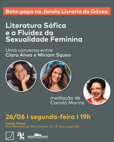 Divulgação Convite da Janela Livraria sobre literatura sáfica. Foto: Divulgação