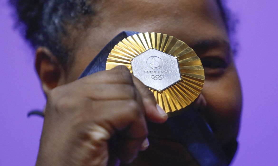 São Paulo SP 07/08/2024 Entrevista coletiva  judocas medalhistas olimpicos Paris2024. Medalhista de Ouro, Beatriz Souza.

Foto: Paulo Pinto/Agência Brasil