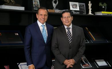 Presidente da República em Exercício, Hamilton Mourão, durante encontro com o governador do Estado de São Paulo, João Dória, no Palácio dos Bandeirantes.