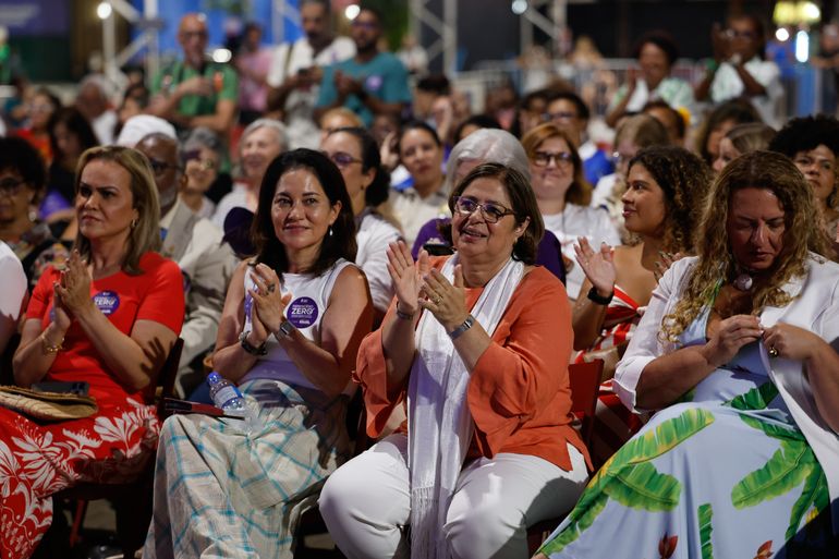 Rio de Janeiro (RJ) 07/02/2025 - A ministra das Mulheres, Cida Gonçalves, no lançamento da mobilização nacional Feminicídio Zero na Sapucaí, na Cidade do Samba. Foto: Fernando Frazão/Agência Brasil