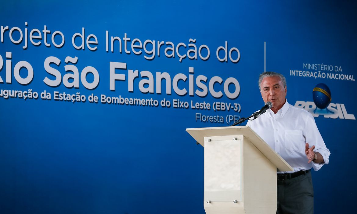 Floresta (PE) - Presidente Michel Temer durante cerimônia de inauguração da Estação de Bombeamento EBV-3 do eixo Leste do Programa de Integração do Rio São Francisco (Beto Barata/PR)