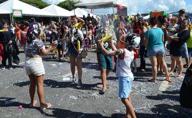 Brasília - Crianças que integram o bloco Baratinha, brincam o carnaval no Parque da Cidade (Antônio Cruz/Agência Brasil)
