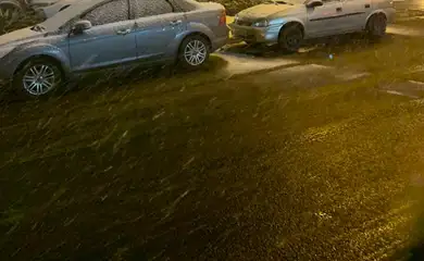 Gramado Registra neve nesta quarta-feira (28).