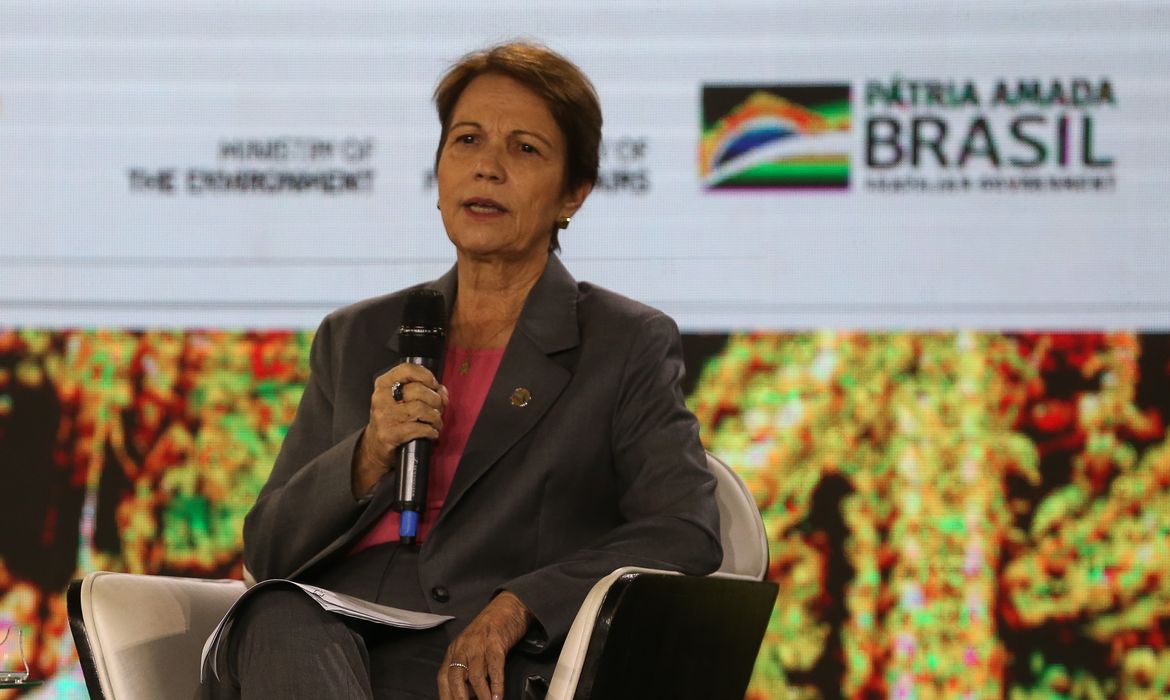 A ministra da Agricultura, Tereza Cristina, durante a cerimônia de abertura da participação do Brasil na, 26ª Conferência das Nações Unidas sobre Mudanças Climáticas (COP26),na sede da Confederação Nacional da Indústria (CNI), em Brasília