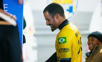 Austrália, 03/05/2025 - Italo Ferreira na etapa de Gold Coast, na Austrália, a sexta na temporada da WSL - Liga Mundial de Surfe. Foto: WSL Brasil/Divulgação