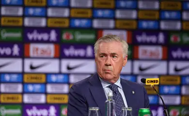 Soccer Football - Brazil unveils new coach Carlo Ancelotti - Grand Hyatt, Rio de Janeiro, Brazil - May 26, 2025
New Brazil coach Carlo Ancelotti during the press conference REUTERS/Ricardo Moraes