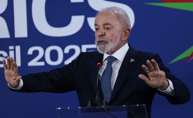 Rio de Janeiro (RJ), 07/07/2025 - Presidente Luiz Inácio Lula da Silva, durante pronunciamento ao final do Brics.
Foto: Joédson Alves/Agência Brasil