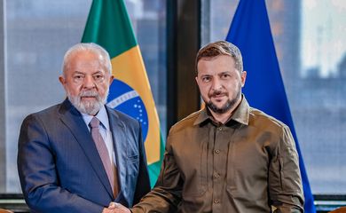 Nova York, EUA, 20.09.2023 – Presidente Lula se encontra com o Presidente da Ucrânia, Volodymyr Zelenskyy, em Nova York. Foto: Ricardo Stuckert/PR