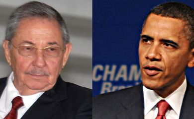 Os presidentes de Cuba, Raúl Castro, e dos Estados Unidos, Barack Obama