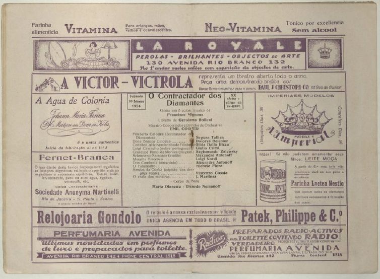 Programa de O Contratador de Diamantes. TM, 20 set. 1924