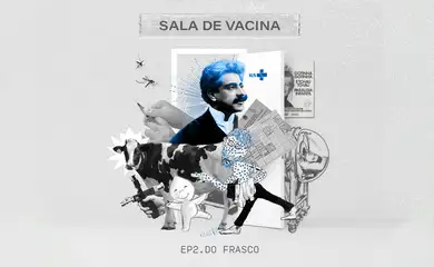 Arte do segundo episódio do podcast Sala de Vacina.