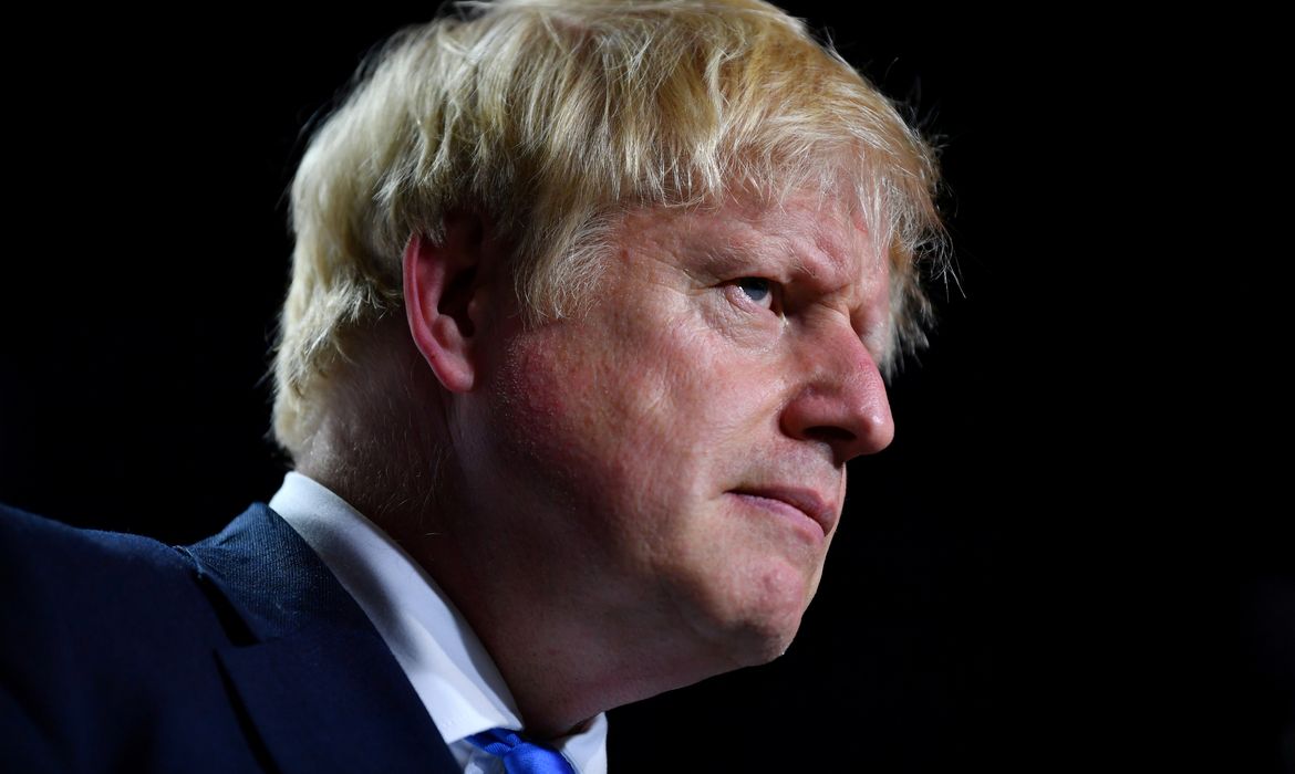 Britain's Prime Minister Boris Johnson is seen during a news conference at the end of the G7 summit in Biarritz, France, August 26, 2019. REUTERS/Dylan Martinez