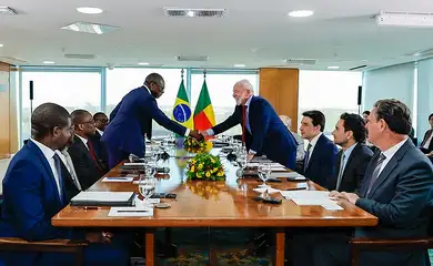 Presidente da República, Luiz Inácio Lula da Silva, durante reunião ampliada com o Presidente da República do Benim, Patrice Talon. Palácio do Planalto, Brasília - DF.

 

Foto: Claudio Kbene / PR