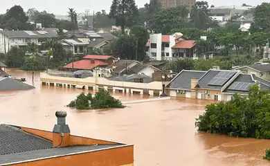 Cidade de Lajeado inundada devido as fortes chuvas. Foto: Arquivo Pessoal/Divulgação