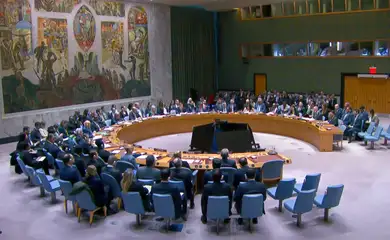 28/02/2026 - Conselho de Segurança da ONU realiza reunião de emergência. Foto: Frame/UN Web TV