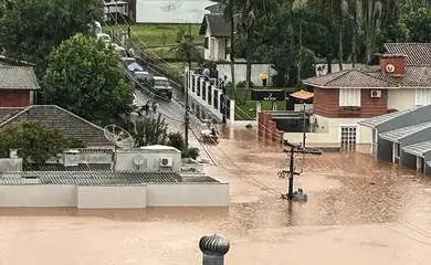 Cidade de Lajeado inundada devido as fortes chuvas. Foto: Arquivo Pessoal/Divulgação