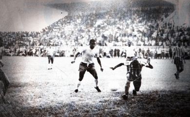 Pelé durante o amistoso contra o Bangu, em 1970