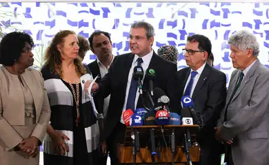 Brasília - 29/10/2025 -  Parlamentares do Rio de Janeiro durante coletiva para falar sobre a chacina no Rio de Janeiro.  Foto: Lula Marques/ Agência Brasil.