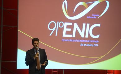 O ministro do Meio Ambiente, Ricardo Salles, fala no 91º Encontro Nacional da Indústria da Construção (Enic), na Barra da Tijuca, zona oeste do Rio de Janeiro.