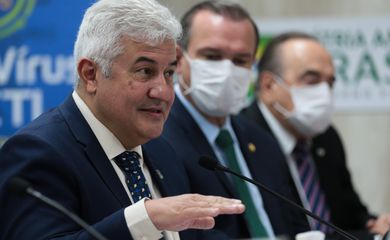 O ministro da Ciência, Tecnologia e Inovações, Marcos Pontes, dá entrevista coletiva, sobre a Prospecção de projetos de Ensaios Clínicos de Fases I e II de vacinas contra Covid-19 desenvolvidas no Brasil