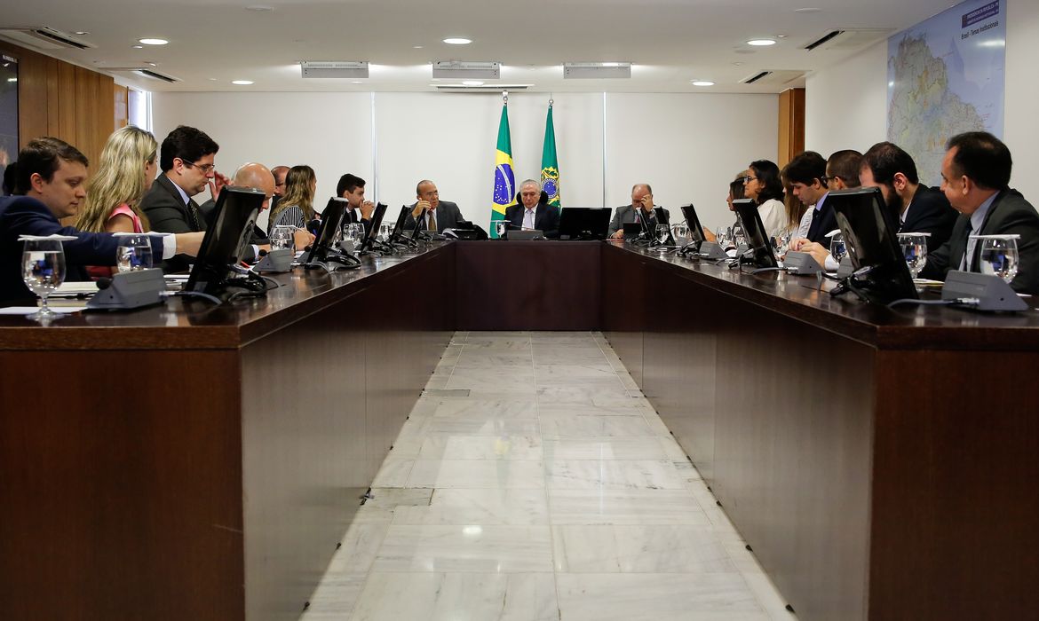 Brasília - O presidente Michel Temer, durante reunião com líderes da base aliada (Marcos Corrêa/PR)