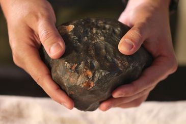 Rio de Janeiro (RJ), 13/04/2023 - Apresentação do meteorito Santa Filomena, primeira peça incorporada à coleção de meteoritos do Museu Nacional (UFRJ) após o incêndio de 2018. Foto: Tânia Rêgo/Agência Brasil