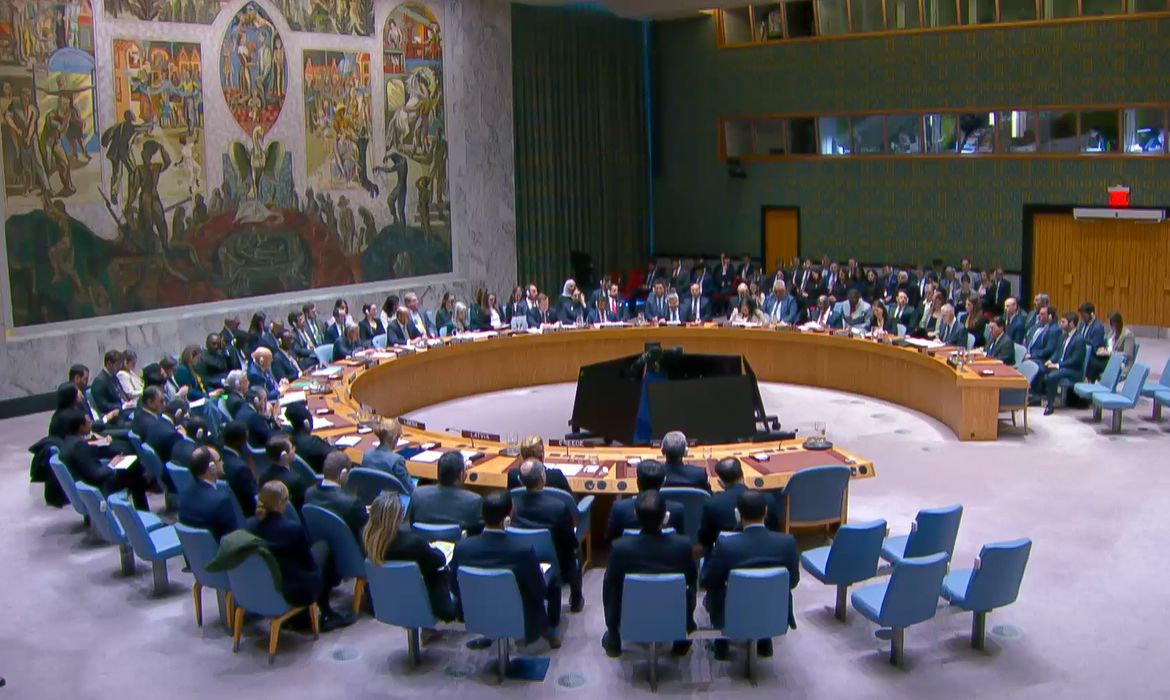 28/02/2026 - Conselho de Segurança da ONU realiza reunião de emergência. Foto: Frame/UN Web TV