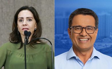 Brasília (DF), 01/10/2024 - Emília Correa e Luiz Roberto, de Aracaju, candidatos à prefeitura de Aracajul (SE). Eleições 2024. Foto: César de Oliveira/Câmara Municipal de Aracaju e  PDT/Divulgação