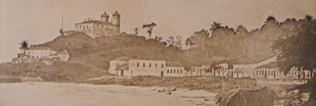 Forte de São Diogo e a igreja de Santo Antonio na cidade de Salvador na província da Bahia, 1858.