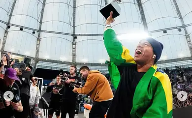 Felipe Gustavo faturou o título da etapa da Liga Mundial de Skate Street (SLS), em Sydney (Austrália). Foto: Felipe Gustavo/Instagram