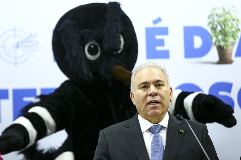 O ministro da Saúde, Marcelo Queiroga, durante lançamento da Campanha Nacional de Combate ao mosquito Aedes aegypti.