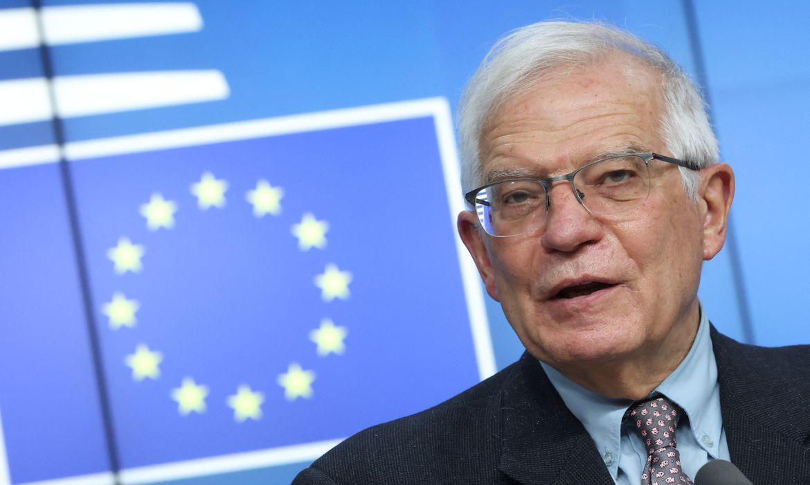 Alto representante da União Europeia para Relações Exteriores, Josep Borrell, durante entrevista coletiva em Bruxelas