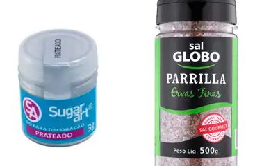 27/01/2026 - Anvisa suspende marcas de sal grosso e pó para decoração usados em alimentos. Madi Comércio e Indústria de Artigos para Festas
- Sal Grosso Iodado (Ervas Finas) da marca Globo, fabricado pela Brasisal Alimentos Ltda. Foto: Reprodução Ecommerce/Internet