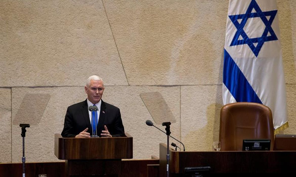 Jerusalém – Vice-presidente dos Estados Unidos, Mike Pence, discursa no Parlamento israelense