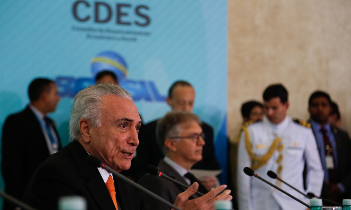 Brasília - O presidente Michel Temer participa da 47ª reunião do Conselho de Desenvolvimento Econômico e Social (CDES), no Palácio do Planalto (Marcos Corrêa/PR)