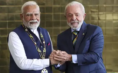 Brasília (DF), 08/07/2025 - O presidente Luiz Inácio Lula da Silva recebe o primeiro-ministro da Índia, Narendra Modi, em cerimônia oficial no Palácio da Alvorada. Foto: Marcelo Camargo/Agência Brasil