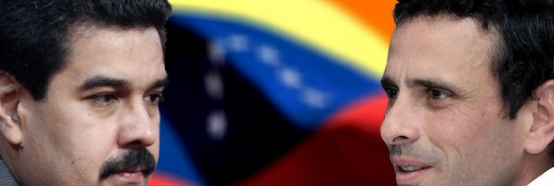 O presidente interino Maduro (esq.) e o opositor Capriles (dir.)