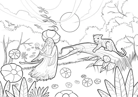 Baixe a imagem da Mãe do Morro para colorir