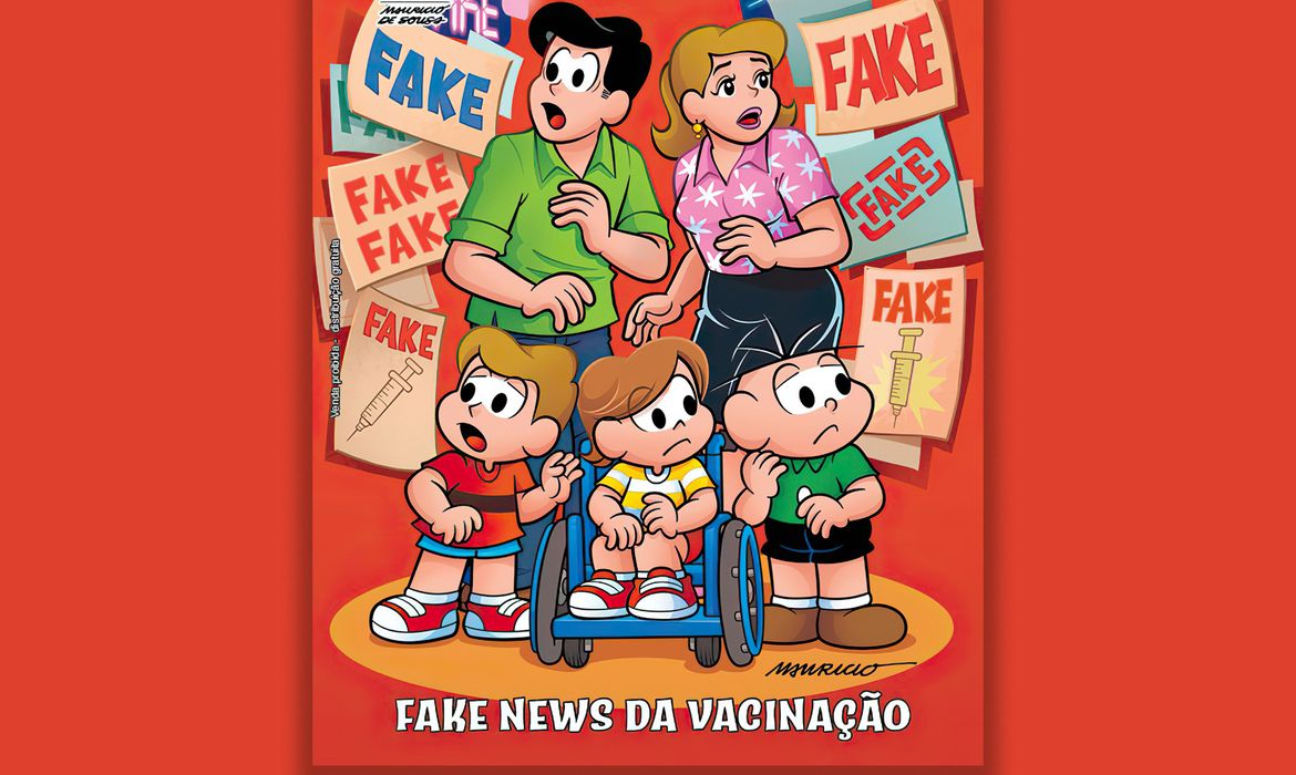 10/11/2023, Revista em quadrinhos contra fake news da vacinação de crianças e adolescentes. Foto: IQC/Divulgação