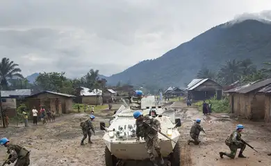 Boinas-azuis da Missão de Paz das Nações Unidas em ação na República Democrática do Congo
