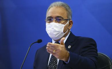 O ministro da Saúde, Marcelo Queiroga, durante entrevista coletiva  sobre a metodologia de distribuição de doses da vacina Covid-19.