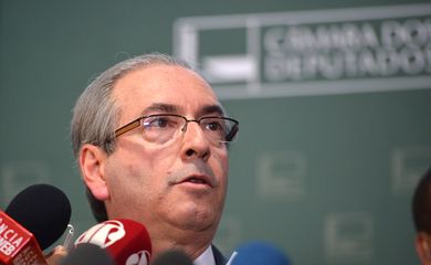 Brasília - O presidente da Câmara dos Deputados, Eduardo Cunha, durante entrevista coletiva no Congresso Nacional (Wilson Dias/Agência Brasil)