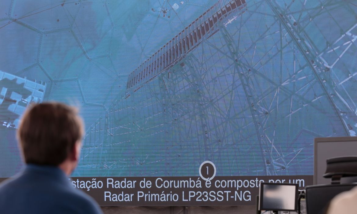 O presidente da República, Jair Bolsonaro, durante a inauguração da Estação Radar de Corumbá
