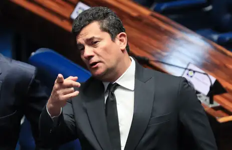 Lula Marques/ Agência Brasil Brasília (DF) 22/03/2023Senador, Sergio Moro, durante discurso na tribuna do senado onde falou sobre atentado contra ele e sua família.