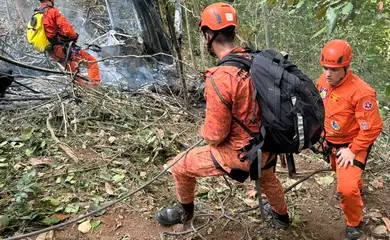  Equipes do Corpo de Bombeiros atuam na Vista Chinesa, Rio de Janeiro, depois de queda de helicóptero
Crédito da foto: Divulgação CBMRJ