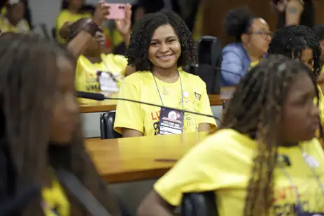 Brasília (DF), 21.08.2024 - Ana Paula Mendes na Comissão de Educação do Senado Federal (CE) durante audiência pública sobre a implementação da educação escolar quilombola.  Foto: Bruno Peres/Agência Brasil