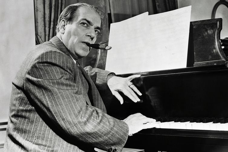 Composer Heitor Villa-Lobos at the Piano